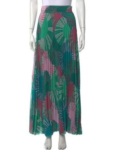 Pre-owned Ba&sh Printed Long Skirt In Green