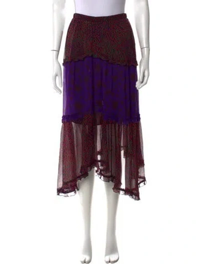Pre-owned Ba&sh Printed Long Skirt In Purple
