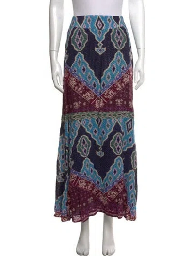 Pre-owned Ba&sh Printed Long Skirt W/ Tags In Blue