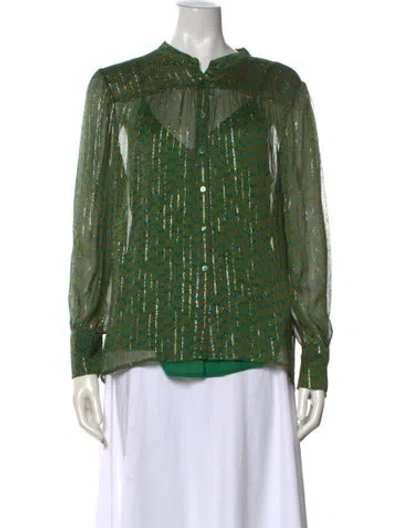 Pre-owned Ba&sh Printed Long Sleeve Blouse