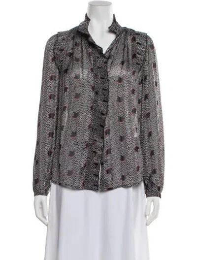 Pre-owned Ba&sh Printed Long Sleeve Blouse In Black