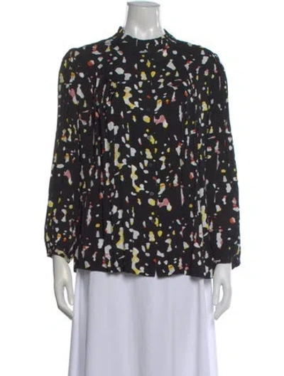 Pre-owned Ba&sh Printed Long Sleeve Blouse In Black