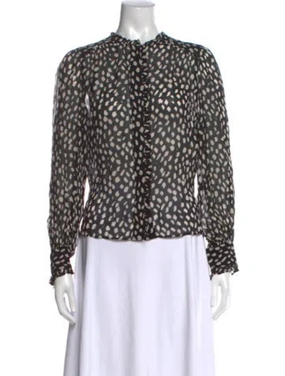Pre-owned Ba&sh Printed Long Sleeve Blouse In Black