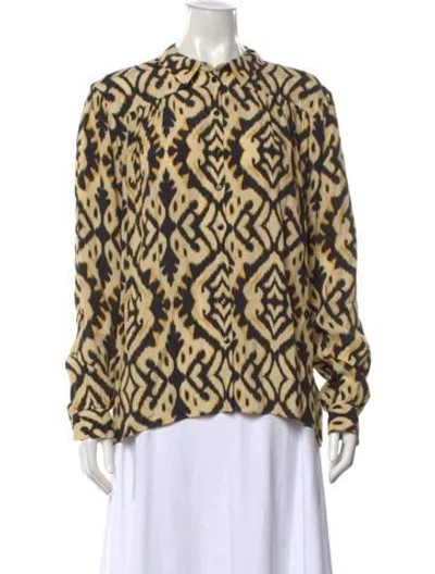 Pre-owned Ba&sh Printed Long Sleeve Blouse In Black