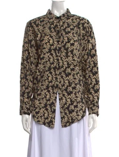 Pre-owned Ba&sh Printed Long Sleeve Blouse In Black