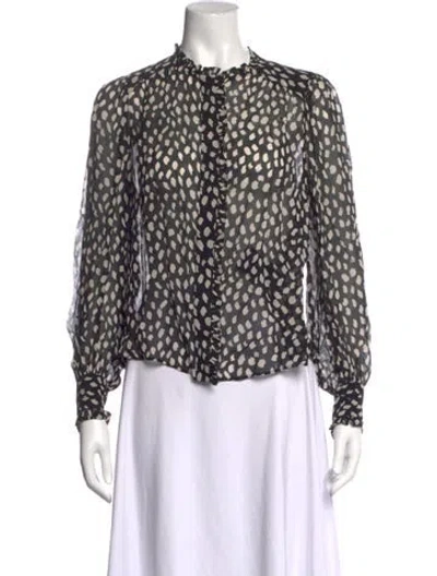 Pre-owned Ba&sh Printed Long Sleeve Blouse In Black