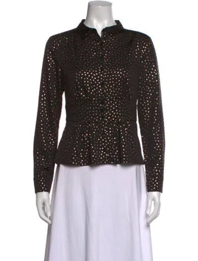 Pre-owned Ba&sh Printed Long Sleeve Blouse In Black