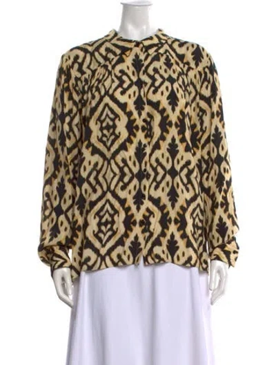 Pre-owned Ba&sh Printed Long Sleeve Blouse In Black