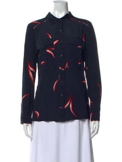 Pre-owned Ba&sh Printed Long Sleeve Blouse In Blue