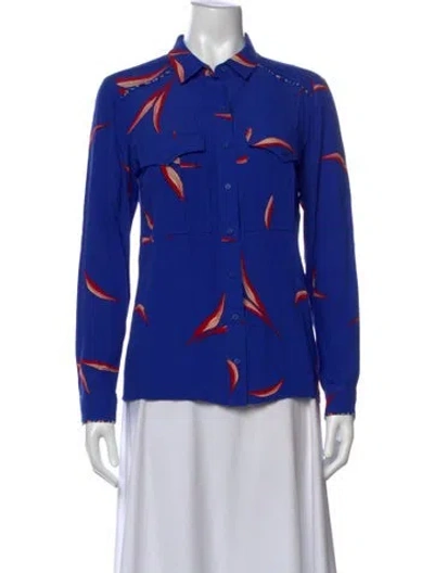 Pre-owned Ba&sh Printed Long Sleeve Blouse In Blue