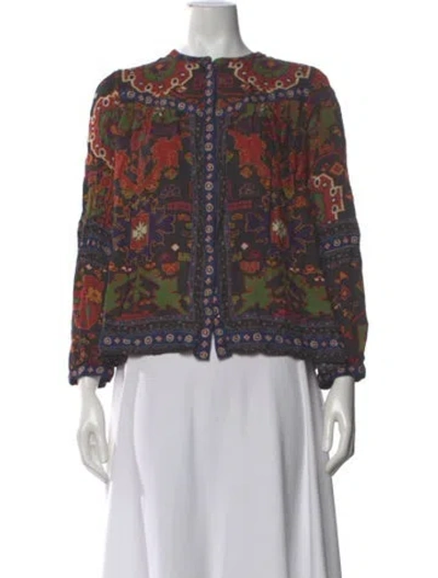 Pre-owned Ba&sh Printed Long Sleeve Blouse In Multi