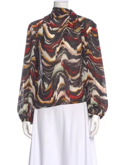 Pre-owned Ba&sh Printed Long Sleeve Blouse In Multi