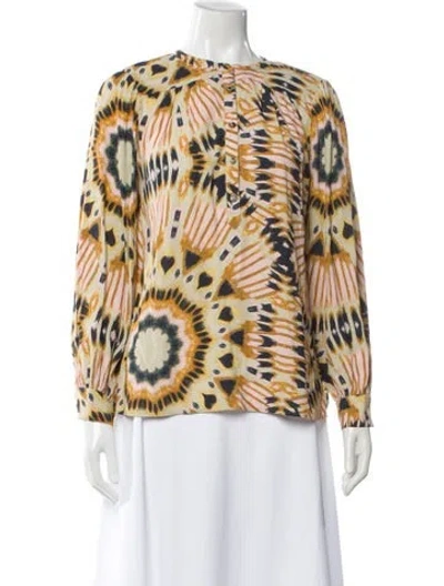 Pre-owned Ba&sh Printed Long Sleeve Blouse In Neutral