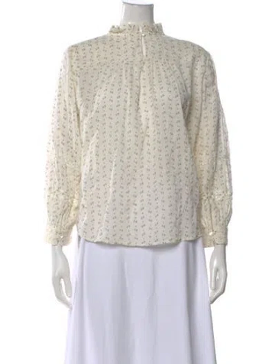 Pre-owned Ba&sh Printed Long Sleeve Blouse In Neutral