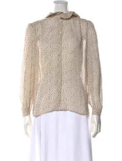 Pre-owned Ba&sh Printed Long Sleeve Blouse In Neutral