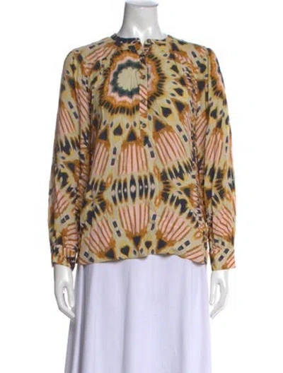 Pre-owned Ba&sh Printed Long Sleeve Blouse In Pink