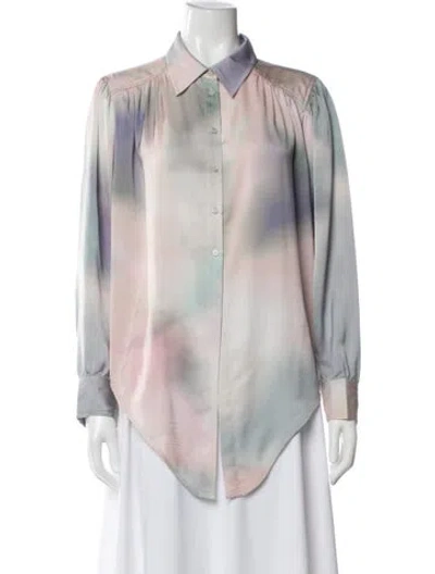 Pre-owned Ba&sh Printed Long Sleeve Blouse In Pink