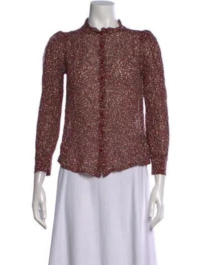 Pre-owned Ba&sh Printed Long Sleeve Blouse In Purple