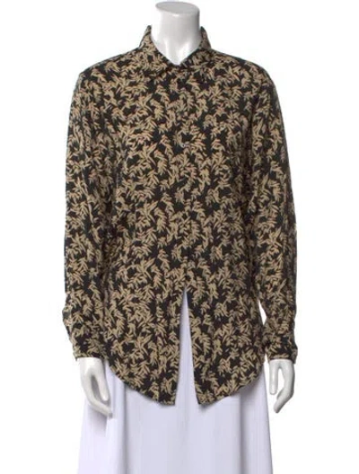 Pre-owned Ba&sh Printed Long Sleeve Button-up Top