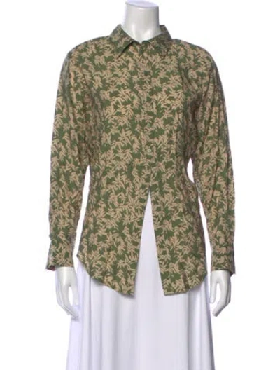 Pre-owned Ba&sh Printed Long Sleeve Top In Green