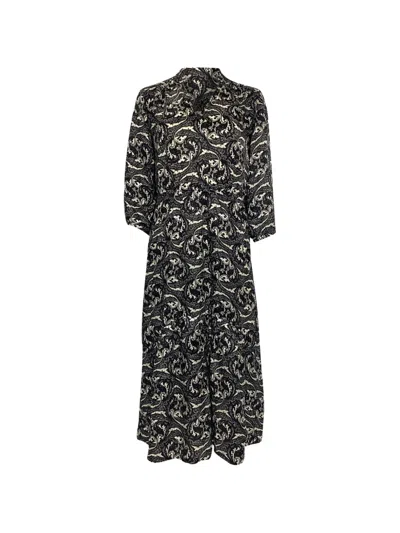 Pre-owned Ba&sh Printed Midi Dress In Black