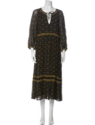 Pre-owned Ba&sh Printed Midi Length Dress In Black