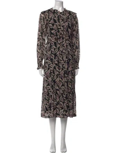 Pre-owned Ba&sh Printed Midi Length Dress In Black