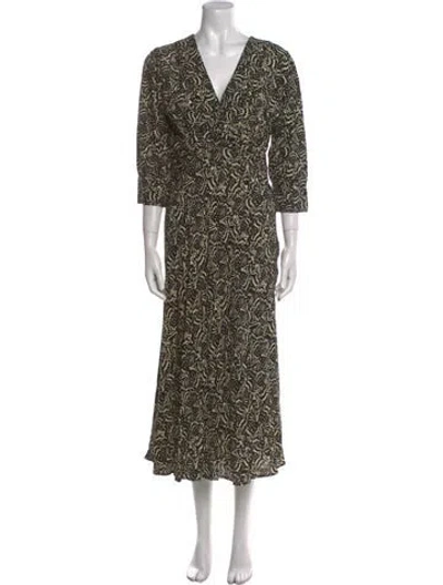 Pre-owned Ba&sh Printed Midi Length Dress In Black