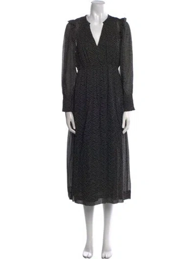 Pre-owned Ba&sh Printed Midi Length Dress In Black