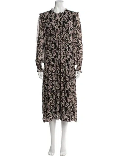 Pre-owned Ba&sh Printed Midi Length Dress In Black