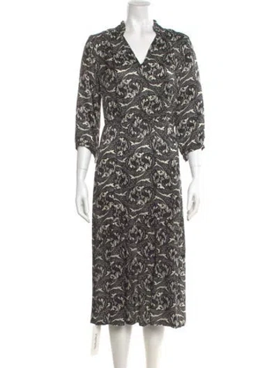 Pre-owned Ba&sh Printed Midi Length Dress In Black