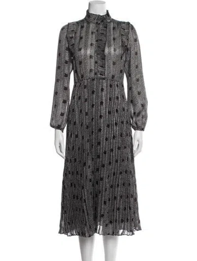 Pre-owned Ba&sh Printed Midi Length Dress In Black