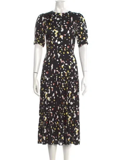 Pre-owned Ba&sh Printed Midi Length Dress In Black