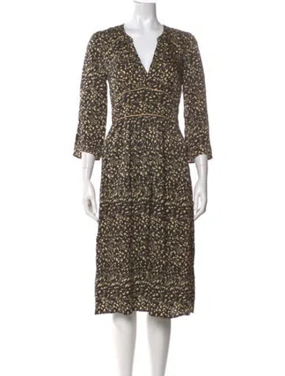 Pre-owned Ba&sh Printed Midi Length Dress In Black
