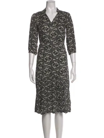 Pre-owned Ba&sh Printed Midi Length Dress In Black