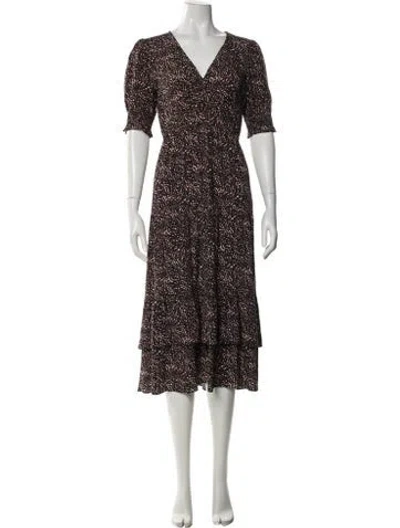 Pre-owned Ba&sh Printed Midi Length Dress In Black