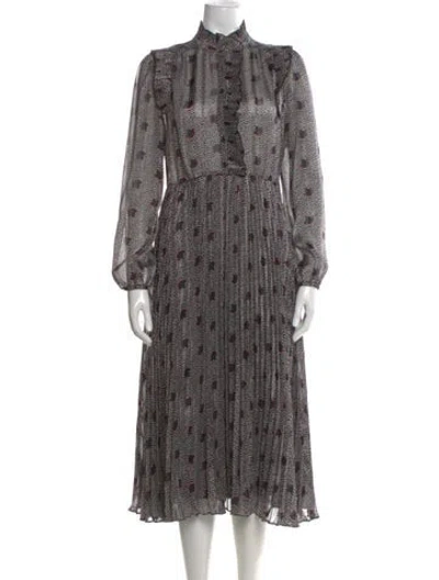 Pre-owned Ba&sh Printed Midi Length Dress In Black