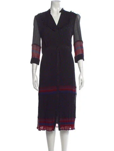Pre-owned Ba&sh Printed Midi Length Dress In Black
