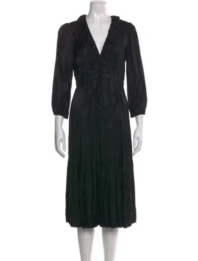 Pre-owned Ba&sh Printed Midi Length Dress In Black