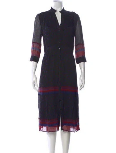 Pre-owned Ba&sh Printed Midi Length Dress In Black