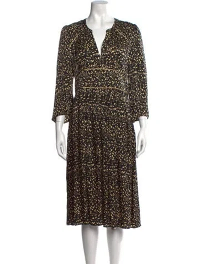 Pre-owned Ba&sh Printed Midi Length Dress In Black