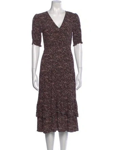 Pre-owned Ba&sh Printed Midi Length Dress In Black