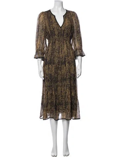 Pre-owned Ba&sh Printed Midi Length Dress In Black