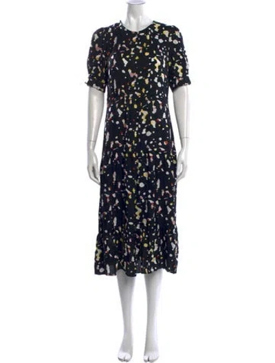 Pre-owned Ba&sh Printed Midi Length Dress In Black