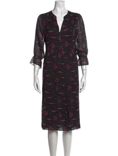 Pre-owned Ba&sh Printed Midi Length Dress In Black