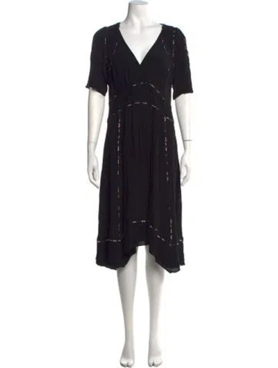 Pre-owned Ba&sh Printed Midi Length Dress In Black