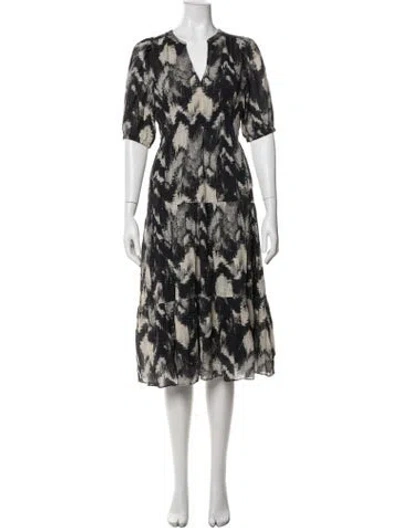 Pre-owned Ba&sh Printed Midi Length Dress In Black