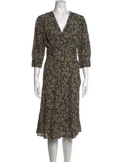 Pre-owned Ba&sh Printed Midi Length Dress In Black