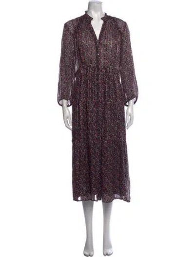 Pre-owned Ba&sh Printed Midi Length Dress In Black
