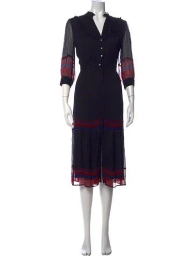 Pre-owned Ba&sh Printed Midi Length Dress In Black